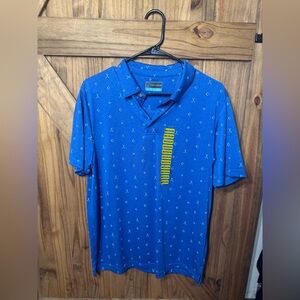 PGA Tour Blue Polo with Geometric Design